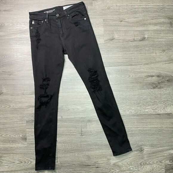 AG ADRIANO GOLDSCHMIED | sz 25 Women's Black Destroyed Farrah Skinny Ankle Jeans - Picture 3 of 8